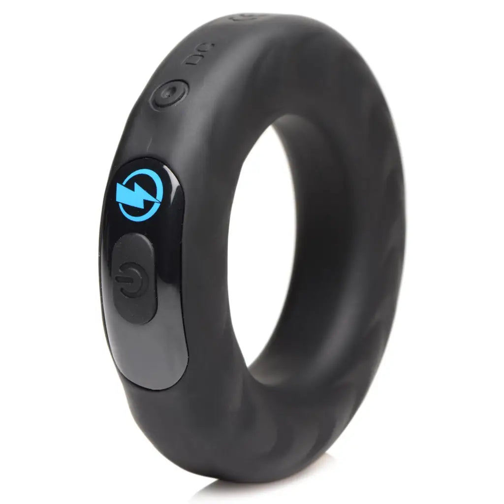 E-stim Pro Silicone Vibrating Cock Ring vibrating for maximum pleasure