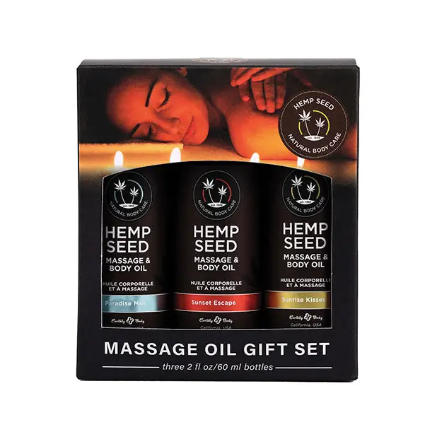 Earthly Body Hemp Seed Massage Oil Summer 2023 Collection 3-Piece Gift Set - Massage Oil