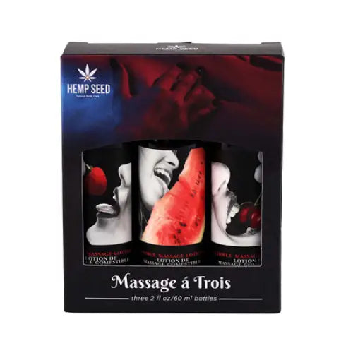 Earthly Body Massage-a-trois Edible Massage Lotion 3-Piece Gift Set Box 2 oz. - Massage Oil