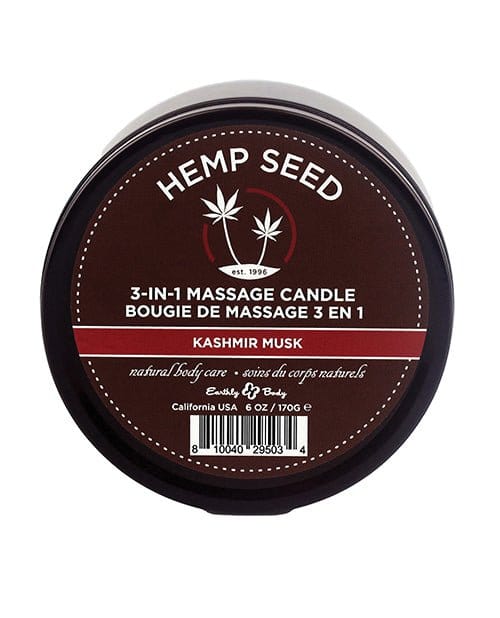 Earthly Body Massage Candle Kashmir Musk Earthly Body Suntouched Hemp Candle - 6 Oz Round Tin at the Haus of Shag
