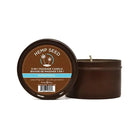 Earthly Body Suntouched Hemp Candle in 6 Oz brown tin for soothing 3-in-1 massage