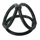 Trinity Vibes Cock Ring Black Easy Release Silicone Tri-cock And Ball Ring at the Haus of Shag