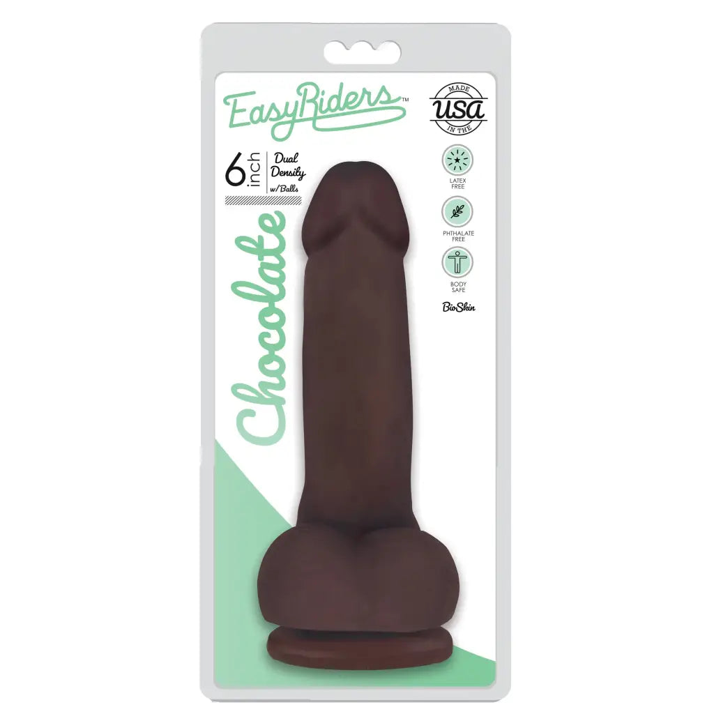 Easy Rider BioSkin Dual Density Dong 6in With Balls Vanilla - Realistic Dildo