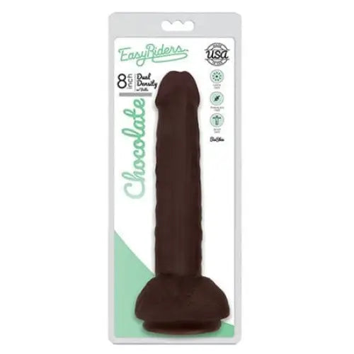 Curve Novelties Dildos Easy Rider BioSkin Dual Density Dong 8in With Balls Chocolate at the Haus of Shag