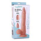 Easy Riders 8” thrusting dildo with balls light in retail packaging and suction cup base