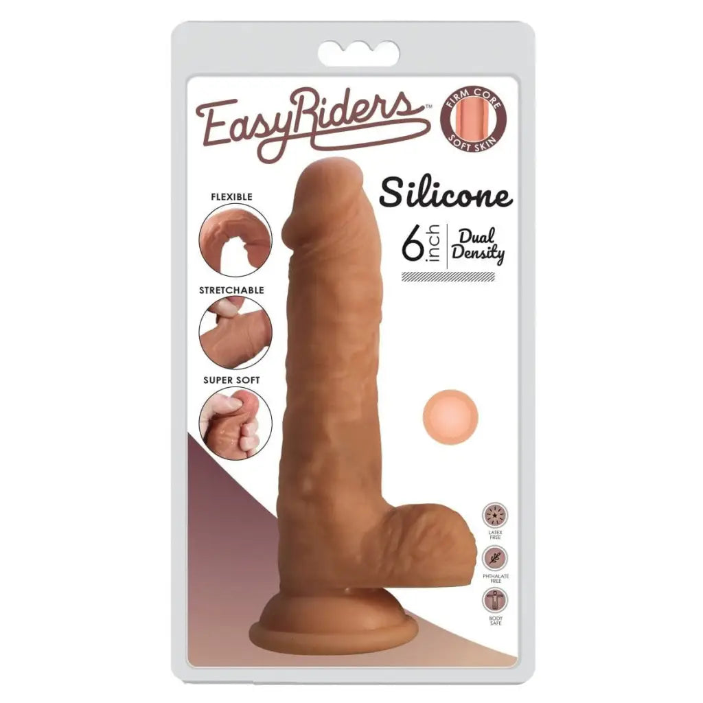 Easy Riders Dual Density silicone dildo in realistic brown anatomical shape