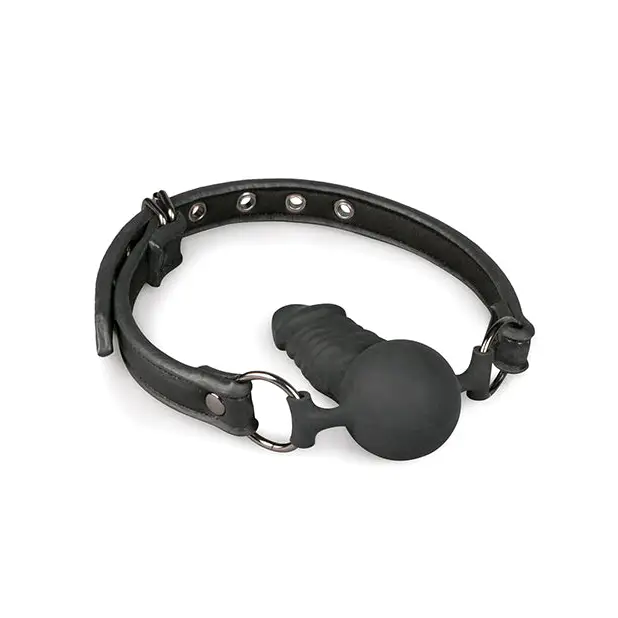 Easy Toys Ball Gag w/Silicone Dong - Black - Bondage Blindfolds & Restraints