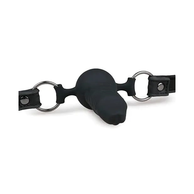 Easy Toys Ball Gag w/Silicone Dong - Black - Bondage Blindfolds & Restraints