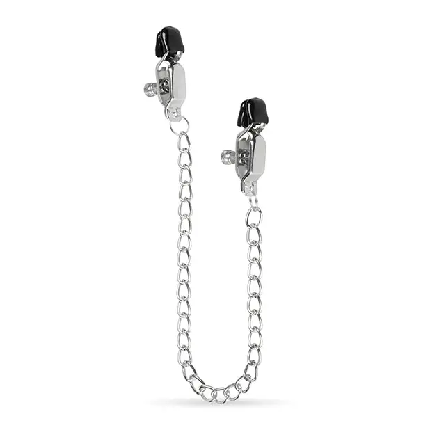 Easy Toys Big Nipple Clamps w/Chain - Silver - Bondage Blindfolds & Restraints