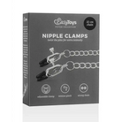 Easy Toys Big Nipple Clamps w/Chain - Silver - Bondage Blindfolds & Restraints