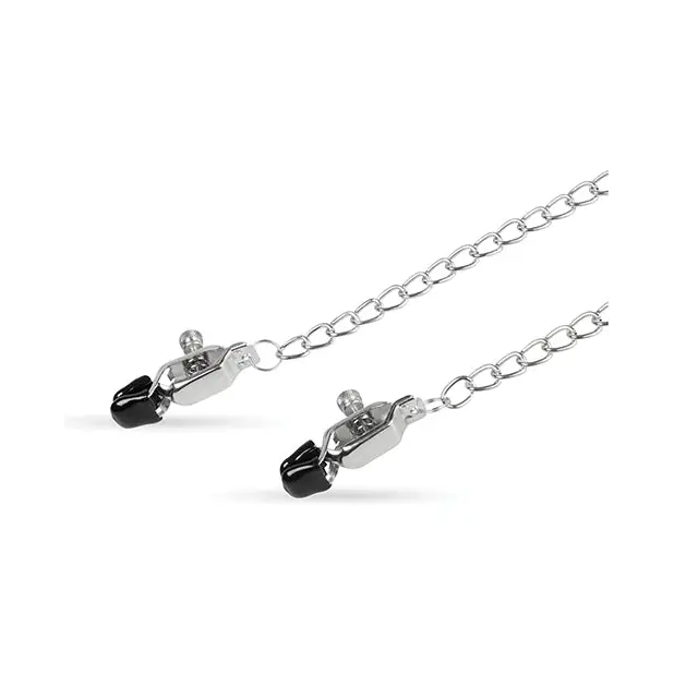 Easy Toys Big Nipple Clamps w/Chain - Silver - Bondage Blindfolds & Restraints