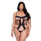 Ebony Rose Floral Guipure Lace Trim Teddy Black - 1x - Costumes