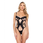 Ebony Rose Floral Guipure Lace Trim Teddy Black - Extra Large - Costumes