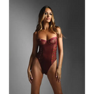 Edge Crotchless Underwire Mesh Teddy w/ Strappy Open Back - Wine - L/XL - Lingerie - Packaged