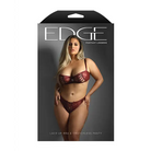 Edge Lace and Mesh Underwire Bra & Crotchless Panty w/Lace-up Detail - Wine - Lingerie - Packaged