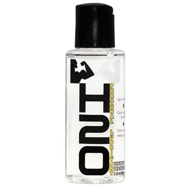 Bottle of Elbow Grease H2O Water Based Personal Lubricant with a black cap and muscular arm logo