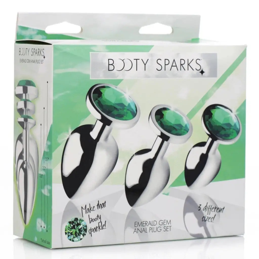 Booty Sparks Plug Emerald Gem Anal Plug Set at the Haus of Shag