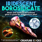 Iridescent Creature Cocks Enchantress borosilicate glass dildo with swirled patterns