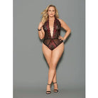 Escante Teddy Euphoria Two Tone Lace Halter Crotch Closure Teddy Blk/red Qn at the Haus of Shag