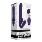 Purple silicone strapless strap on vibrator with remote control and shaft vibrating speeds