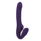 Purple Evolved ’2 Become 1’ strapless strap on with curved shape for double ended pleasure