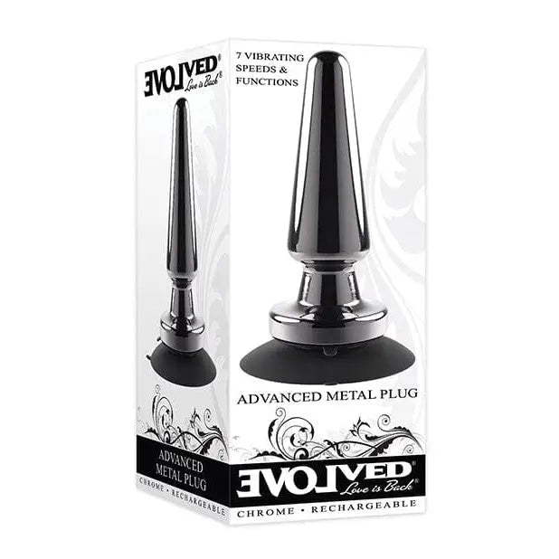 Evolved Advanced Vibrating Rechargeable Metal Plug with multiple speed settings and flared base