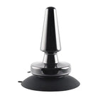 Sleek black Evolved Beginner Vibrating Metal Plug with flared base and suction cup