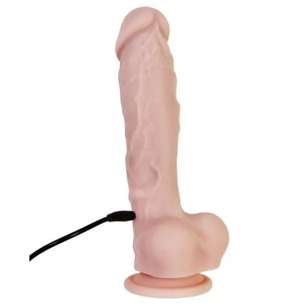 Evolved Big Shot pink dil with black rubber band - feature-packed squirting vibrator