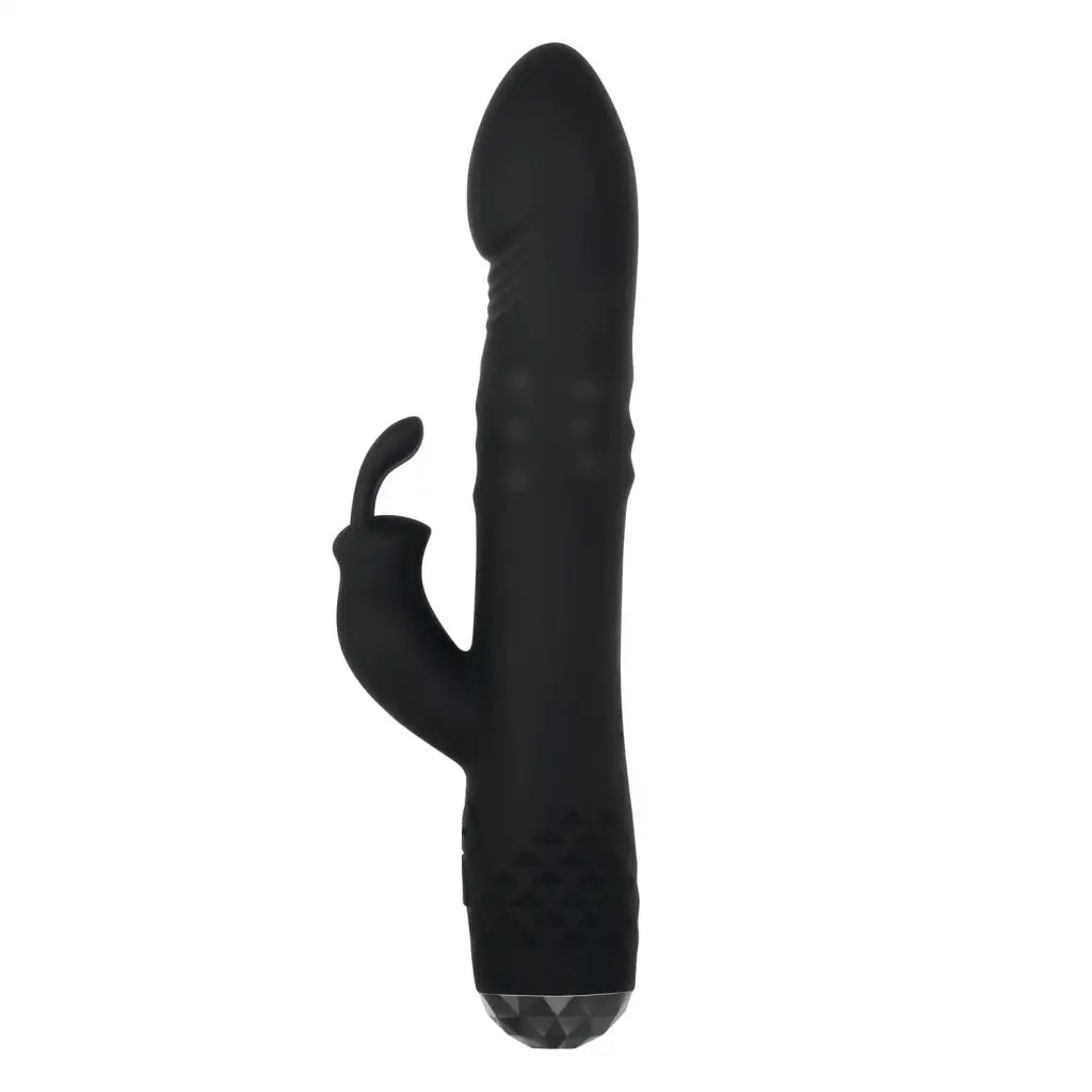 Evolved Bodacious Bunny Rotating Rabbit - Black silicone massager with curved protrusion