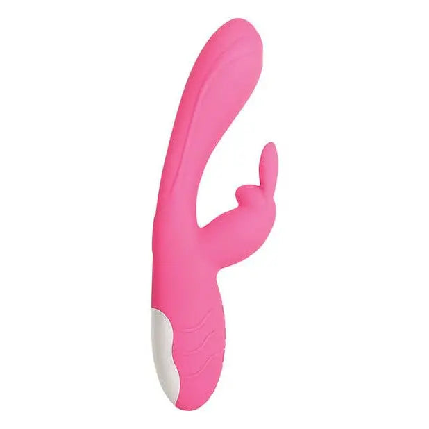 Evolved Bunny Kisses rabbit vibrator - Pink silicone toy on a white background