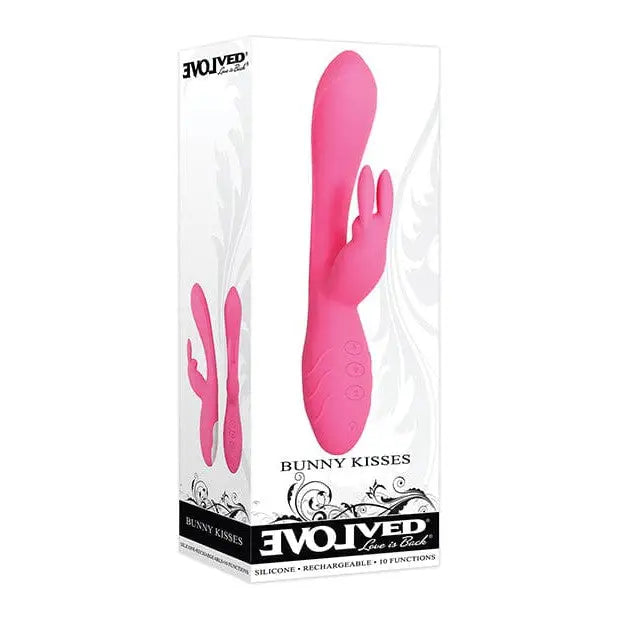 Evolved ’Bunny Kisses’ rabbit vibrator in a box with white background