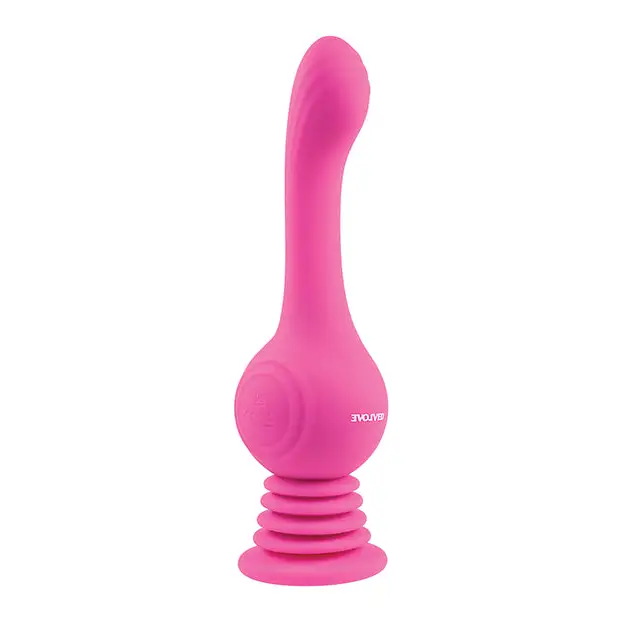 Evolved ’Gyro Vibe’ Rechargeable High Intensity Silicone Vibrator in Pink with Style Suction Cup