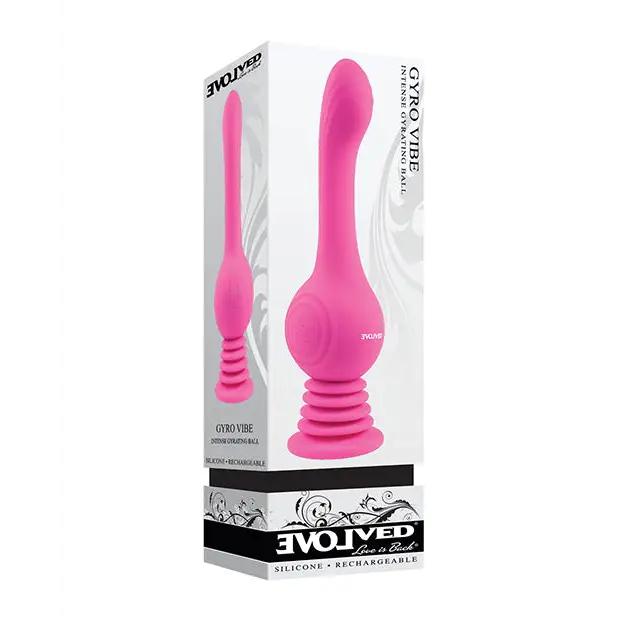 Close-up of Evolved ’Gyro Vibe’ Rechargeable Gyrating Silicone Vibrator in box