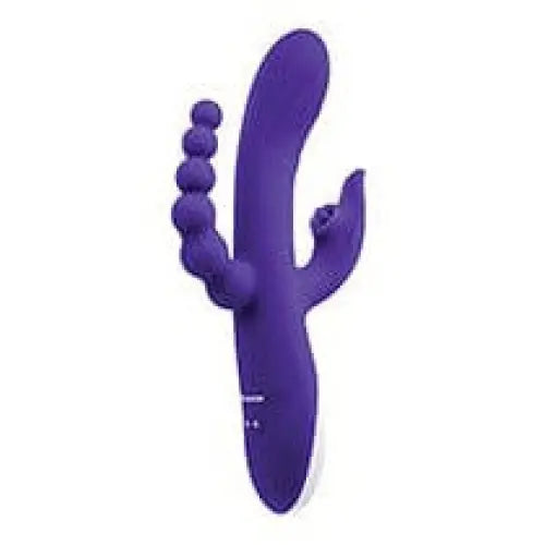 Purple silicone Evolved Lick Me Triple Stim Vibe with multiple stimulation features