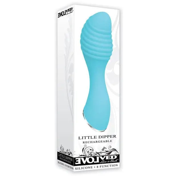 Evolved Little Dipper Rechargeable Mini Vibe: Blue Silicone Toy in a Box