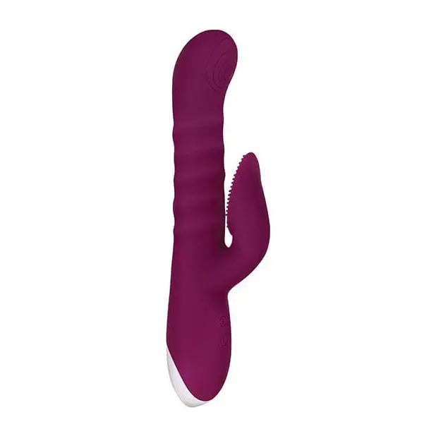 Evolved Lovely Lucy Purple silicone massager with a curved, textured surface