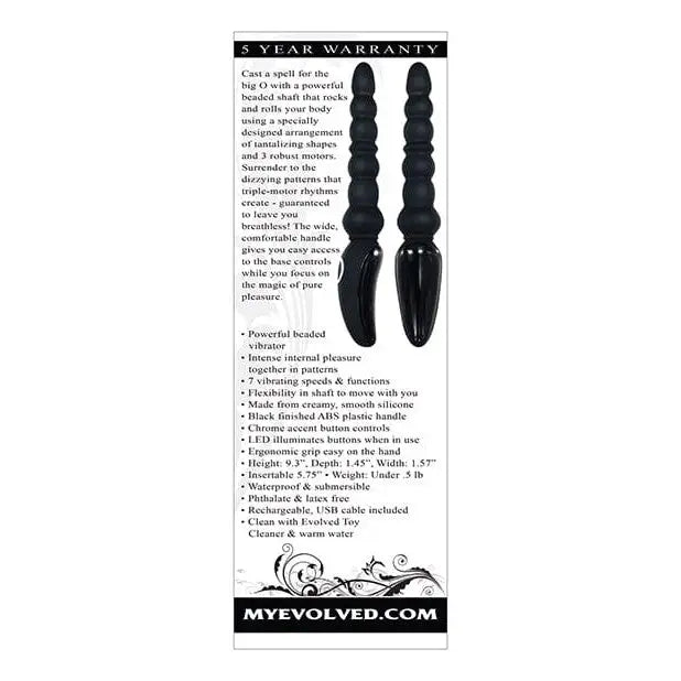 Black hair extension showcased with the Evolved Magic Stick Beaded Vibrator for sleek style