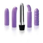 Purple vibrating device with black handle from the Evolved Multi-Sleeve Vibrator Kit