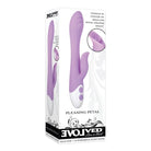 Purple silicone personal massager, Evolved Pleasing Petal Vibe in pink, petal-like shape