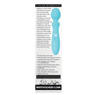 Light blue Evolved Pocket Wand silicone massager with a curved shape for personal use