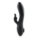 Black Evolved Rabbit Hole Triple Stimulation Vibrator with curved, textured silicone surface