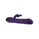 Evolved Rascally Rabbit Purple silicone massager with curved shape and textured surface