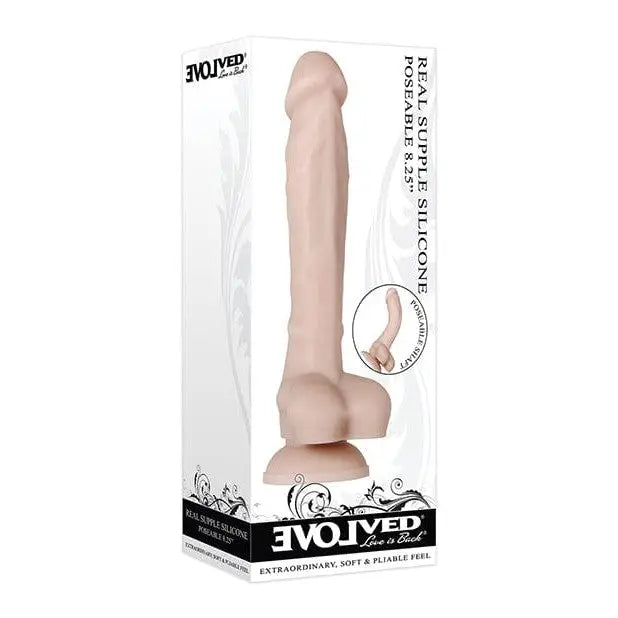 Foot using Evolved ’Real Supple’ Silicone Dildo with Suction Cup Base for hands-free pleasure