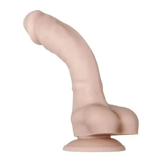 Evolved Real Supple Silicone Poseable Dildo with Suction Cup Base close-up on white