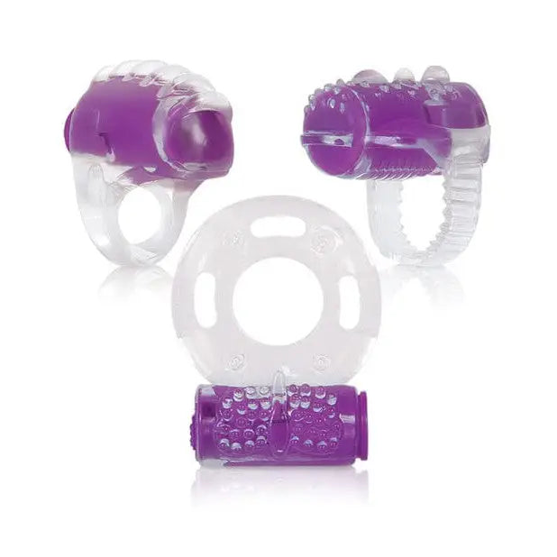 Evolved Stimulators Evolved Ring True Unique Pleasure Rings Kit - 3 Pack Clear/purple at the Haus of Shag