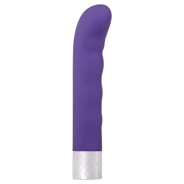 Purple satin over-the-knee thigh stockings with Evolved Spark G-Spot Vibrator with Turbo Boost