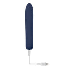 Evolved Straight Forward Vibrator in Blue with USB charging cable attached