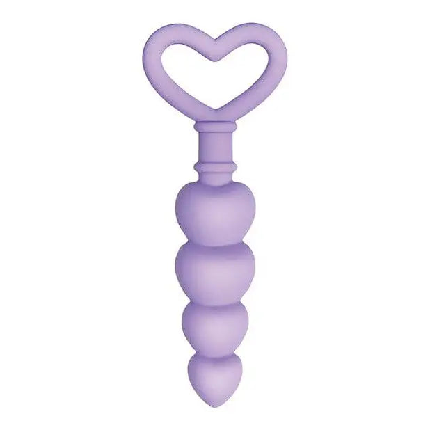 Purple heart shaped dummy with wooden handle from Evolved Sweet Treat Anal Beads