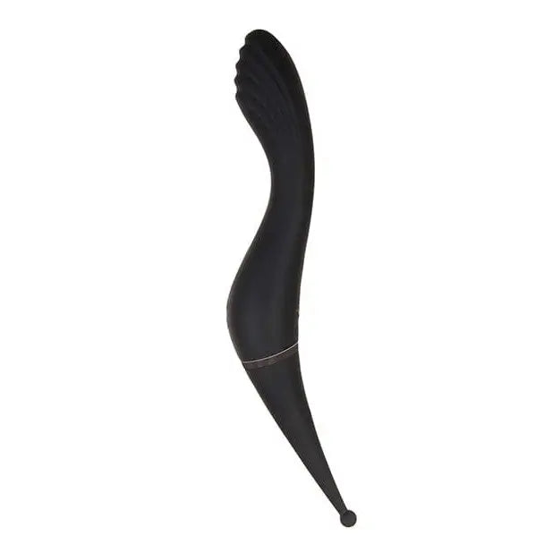 Curved black silicone ’Tantalizing Teaser’ dual end vibrator with a bulbous tip