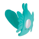 Green toy with white eye and blue nose: Evolved The Butterfly Effect Hands Free Rabbit